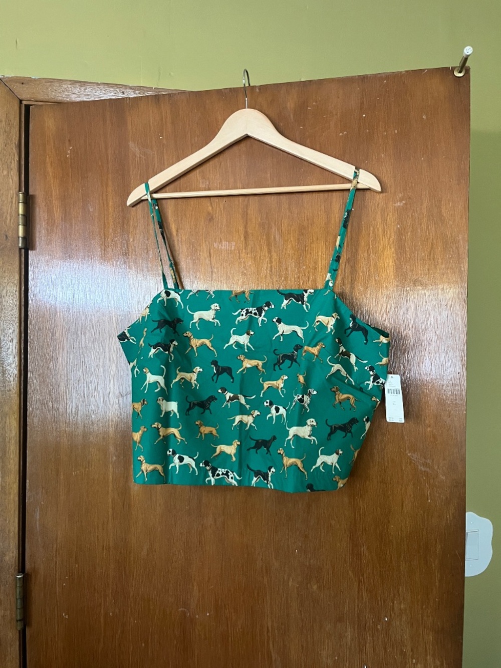 Anthropologie The Jacie Poplin Dog Print Green Maxi Skirt + Tank SET XL - Picture 2 of 6